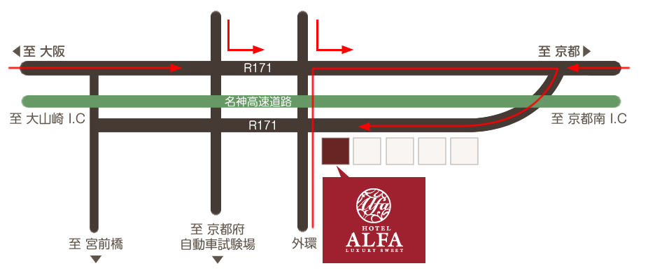 HOTEL ALFAへのアクセスMap